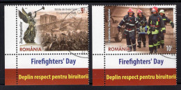 ROMANIA 2023: FIREFIGHTERS DAY, 2 Used Stamps + Tabs - Registered Shipping! - Usati