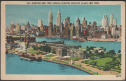 Midtown New York Skyline Showing Welfare Island, New York, 1942 - Manhattan PCP Co Postcard - Tarjetas Panorámicas