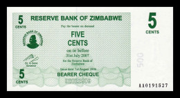 Zimbabwe 5 Cents 2006 (2007) Pick 34 Sc Unc - Simbabwe