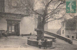 CPA 84 BONNIEUX PLACE CARNOT FONTAINE ENFANTS CAFE DU NORD ETAT - Bonnieux