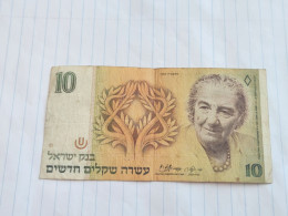 Israel-10 NEW SHEQELIM-GOLDA MEIR-(1985)(521)(MENDELBAUM/SHAPIRA)-(8605726407)-wrinkle-bank Note - Israël