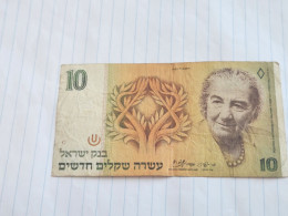 Israel-10 NEW SHEQELIM-GOLDA MEIR-(1985)(522)(MENDELBAUM/SHAPIRA)-(8641898262)-wrinkle-bank Note - Israël