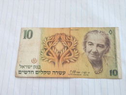Israel-10 NEW SHEQELIM-GOLDA MEIR-(1985)(524)(MENDELBAUM/SHAPIRA)-(8919630333)-wrinkle-stain Bank Note - Israele