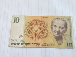 Israel-10 NEW SHEQELIM-GOLDA MEIR-(1985)(525)(MENDELBAUM/SHAPIRA)-(8976413673)-wrinkle-stain Bank Note - Israel