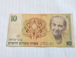 Israel-10 NEW SHEQELIM-GOLDA MEIR-(1985)(526)(MENDELBAUM/SHAPIRA)-(8998379037)-wrinkle-stain Bank Note - Israel