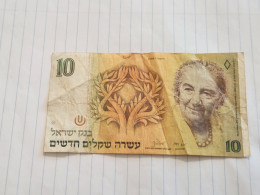 Israel-10 NEW SHEQELIM-GOLDA MEIR-(1987)(530)(LORINCZ/BRUNO)-(0535086288)-wrinkle-USED-bank Note - Israël