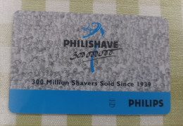 Prepaid Phonecard, Philips 300 Million Shavers Sold,backside With Some Yellow Glue,rare - Hongkong