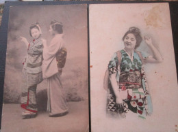 Japon Femmes Japonaise Kimono Lot 2 Cpa - Sonstige & Ohne Zuordnung