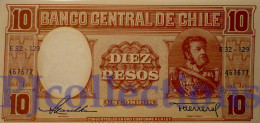 CHILE 10 PESOS 1958/59 PICK 120 UNC - Chili