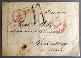 Suisse, Cachet D'entrée SUISSE 1 ST LOUIS 1 - 6.9.1850 Sur Lettre - (W1121) - Marcofilie