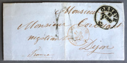 Suisse, Cachet D'entrée SUISSE AMB. GENEVE D - 11.2.1850 Sur Lettre - (W1146) - Marcophilie