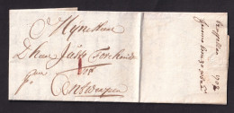 339/40 - Lettre Précurseur 1702  BRUXELLES Vers ANTWERPEN - Marque Verticale à La Craie (transport Par Messager) - 1621-1713 (Pays-Bas Espagnols)