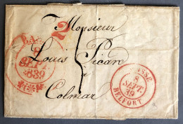 Suisse, Cachet D'entrée SUISSE BELFORT - 8.9.1839 Sur Lettre - (W1147) - Postmark Collection