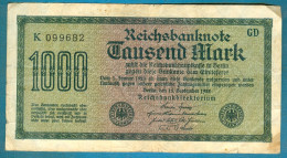1000 Mark 15.9.1922 Serie K / GD  Wmk. Hakensterne - 1000 Mark