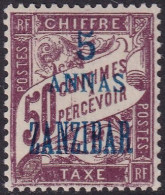 French Offices Zanzibar 1897 Sc J5 Yt Taxe 5 Postage Due MH* - Ungebraucht