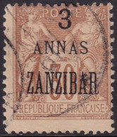 French Offices Zanzibar 1896 Sc 23 Yt 25 Used - Usati