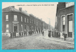 * Chatelet (Hainaut - La Wallonie) * Vue De L'église Prise Du Dépot Du Tram, Animée, Enfants, Chien, Café Des Maraichers - Chatelet