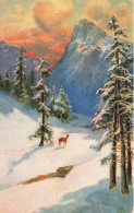 ARTS - Peinture - Hiver - Neige - Forêt - Biche - Carte Postale Ancienne - Peintures & Tableaux