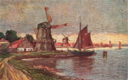 ARTS - Peinture - Moulin - Bateau - Whoy - Carte Postale Ancienne - Malerei & Gemälde
