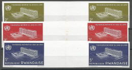 Rwanda COB 158/60ND Non-Dentelés En Paires Interpanneaux Imperforated Gutter Pairs MNH / ** 1966 WHO Very Rare! - Nuovi