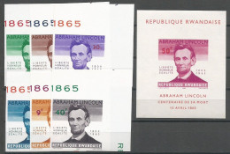 Rwanda COB 92/97ND + Bloc-Feuillet BL3ND Non-Dentelés Imperforated MNH / ** 1965 Lincoln - Nuovi