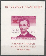 Rwanda Bloc-Feuillet COB BL3ND Non-Dentelé Imperforated MNH / ** 1965 Lincoln - Nuovi