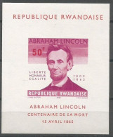 Rwanda Bloc-Feuillet COB BL3ND Non-Dentelé Imperforated MNH / ** 1965 Lincoln - Neufs