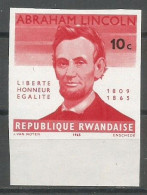 Rwanda COB 92-Cu Essai De Couleur Non-Dentelé Imperforated Proof MNH / ** 1965 Lincoln - Unused Stamps