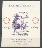 Rwanda Bloc-Feuillet COB BL7ND Non-Dentelé Imperforated MNH / ** 1967 Expo Montreal Canada - Ongebruikt