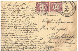CP Non Affranchie Obl.Middelkerke Touristique 7/7/1931 T 0,80 Manuscrit  > Bouffioulx Taxée 80c TTx 37(2) Obl.Bouffioulx - Storia Postale