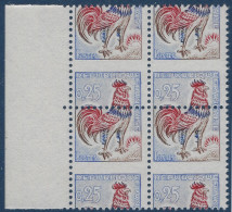 1962 Coq N°1331** 25c Bloc De 4 De Feuille ! Variété De Piquage à Cheval Décalage Extreme BDFeuille !! SPECTACULAIRE - 1962-1965 Gallo De Decaris