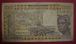 Banknotes Western African States 1000 Francs1987  4 %	K (Senegal) - Stati Dell'Africa Occidentale