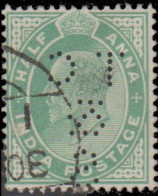Inde Anglaise 1902. ~ YT 58 Perforé (par 17) - ½ A. Edouard VII - 1902-11  Edward VII