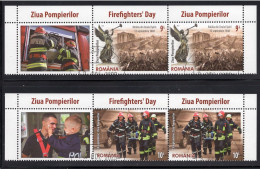 ROMANIA 2023: FIREFIGHTERS' DAY, 2 Used Sets + 2 Vignettes - Registered Shipping! - Oblitérés