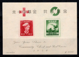 Japon 1948 Mi. Bl. 24 Bloc Feuillet 100% Sans Gomme Croix-Rouge - Blocchi & Foglietti