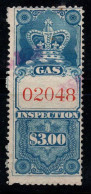 Revenu Canada 1876 Sans Gomme 100% 3 $., Van Dam FG14, Inspection Du Gaz - Fiscaux