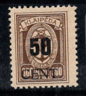 Memel 1923 Mi. 198 Neuf ** 100% Lituanie, 50 C - Neufs