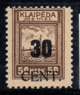 Memel 1923 Mi. 194 Neuf ** 100% Lituanie, 30 C - Neufs