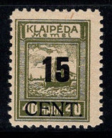 Memel 1923 Mi. 193 Neuf ** 100% Signé BPP, Lituanie, 15 C - Nuevos