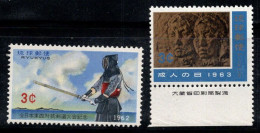 Îles Ryukyu 1962-63 Mi. 132, 134 Neuf ** 100% Escrime, Sculpture - Ryukyu Islands