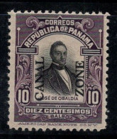 Canal Zone Panama 1909 Mi. 26 II Neuf * MH 100% Surimprimé 10 C, Personnalité - Kanalzone