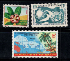 Wallis Et Futuna 1958-62 Yv. 188-189, 192 Neuf ** 100% Flore, ONU, Carte - Unused Stamps