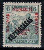 Hongrie, Szeged 1919 Mi. 30 Neuf * MH 100% 6 F, Nemzeti Surimprimé - Lokale Uitgaven
