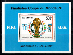 Zaïre 1978 Mi. Bl.19 Bloc Feuillet 100% Neuf ** 500 K, Football,Coupe Du Monde - Neufs
