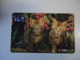 THAILAND USED   CARDS PIN 108  ANIMALS  CATS CAT  UNITS 300 - Gatos