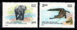 Inde 1986 Mi. 1073-74 Neuf ** 100% Eléphant, Crocodile,1.00 (R), 2.00 (R) - Unused Stamps