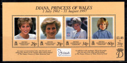 Territoire Britannique De L'océan Indien 1998 Mi. Bl.10 Bloc Feuillet 100% Princesse Diana - Territorio Britannico Dell'Oceano Indiano