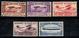 Égypte 1933 Mi. 186-190 Neuf ** 40% Avions, Zeppelin - Ungebraucht