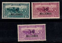 Égypte 1926 Mi. 105-107 Neuf ** 40% Surimprimé Millièmes - Unused Stamps