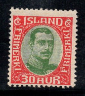 Islande 1920 Mi. 93 Neuf * MH 100% 30 A, Roi Christian X - Unused Stamps